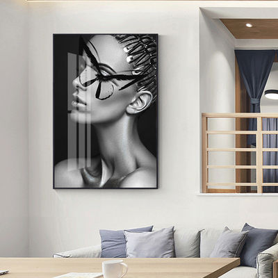 Abstract Figure Wall Art Wowen Girl Crystal Porcelain Painting Living Room Decor Custom Size