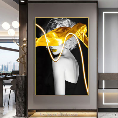 Modern Style 3D LED Portrait Poster Printed On Canvas Wall Art For Entrance Decorative