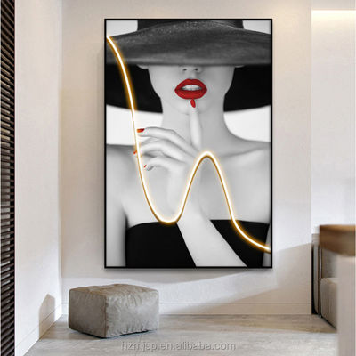 Modern Style 3D LED Portrait Poster Printed On Canvas Wall Art For Entrance Decorative