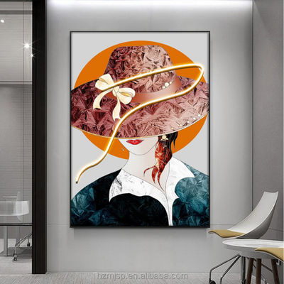 Modern Style 3D LED Portrait Poster Printed On Canvas Wall Art For Entrance Decorative