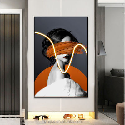 Modern Style 3D LED Portrait Poster Printed On Canvas Wall Art For Entrance Decorative