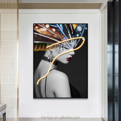 Modern Style 3D LED Portrait Poster Printed On Canvas Wall Art For Entrance Decorative