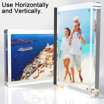 Nail Free Waterproof Double Acrylic Desktop Display Self Standing Magnetic Photo Frame