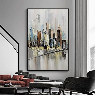 Modern Style Pure Hand Painted Colorful Knife Oil Painting on Canvas for Living Room Decor Abstract Texture Wall Painting