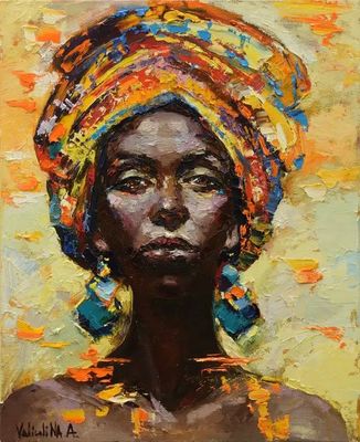 Print Method 6 color African Women Art Handmade Thick Paint Oil Painting for Home Wall Canvas Decor