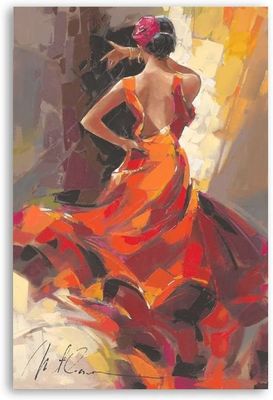 Customized Size Accepted Hand Painted Graceful Girl Dancers Canvas Poster Wall Art Decor Print Paintings for Living Room