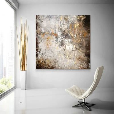 100% Handmade Original Custom Abstract Oil Painting Canvas Modern hand painted art gold foil 6 color Print Method NO Frame