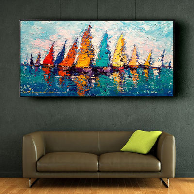 Support Base Canvas Materials Canvas Oil and Canvas Hand Painted Abstract Landscape Oil Painting of City People
