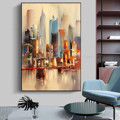 Home Decor Canvas Frame Hand Painted Wall Art Modern City Landscape Artwork Canvas Oil Paintings Abstract