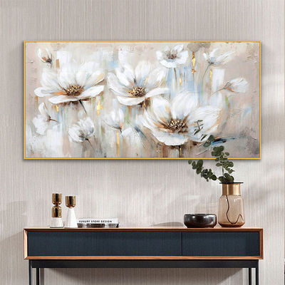 Customized Size Accepted 100% Hand Painted Wall Art Abstract White Flowers Home Decor Modern Abstract Flowers Oil Painting
