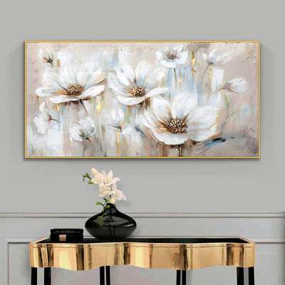 Customized Size Accepted 100% Hand Painted Wall Art Abstract White Flowers Home Decor Modern Abstract Flowers Oil Painting