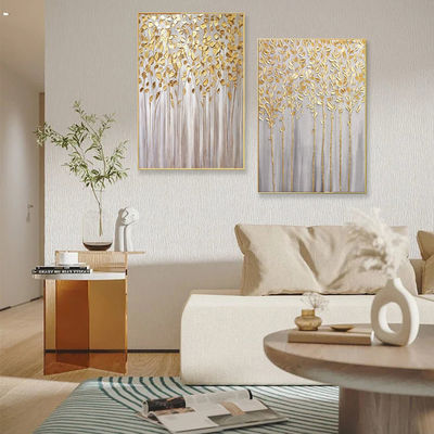 Modern Decoration Salon Posters On The Wall Pure Hand Drawn Abstract Oil Painting On Canvas Gold Foil Picture Medium Oil