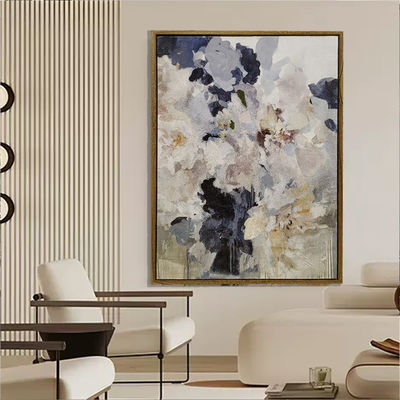 Medium Abstract Floral Oil Painting Handmade Modern On Textured Canvas With 6 Color Print