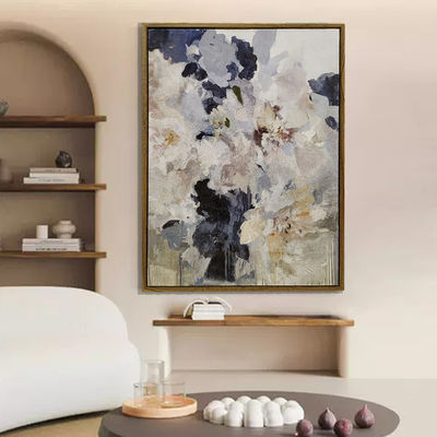 Medium Abstract Floral Oil Painting Handmade Modern On Textured Canvas With 6 Color Print