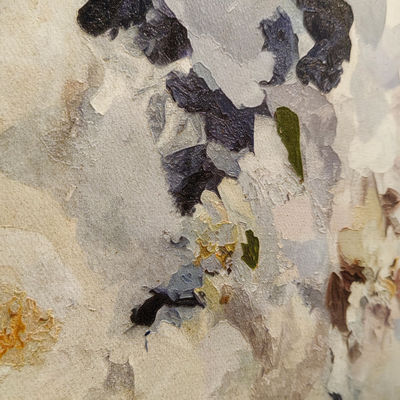 Medium Abstract Floral Oil Painting Handmade Modern On Textured Canvas With 6 Color Print