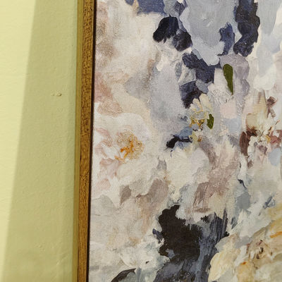 Medium Abstract Floral Oil Painting Handmade Modern On Textured Canvas With 6 Color Print