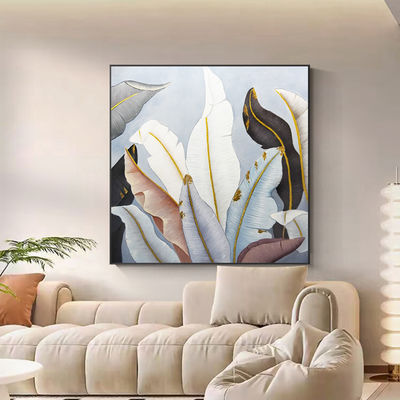 Hand Painted Textured Canvas Oil Painting of Abstract Flower in Modern Style for Living Room Decoration
