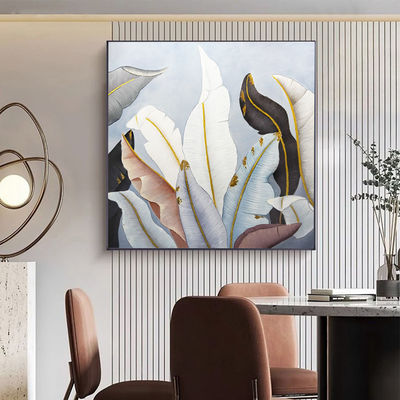Hand Painted Textured Canvas Oil Painting of Abstract Flower in Modern Style for Living Room Decoration