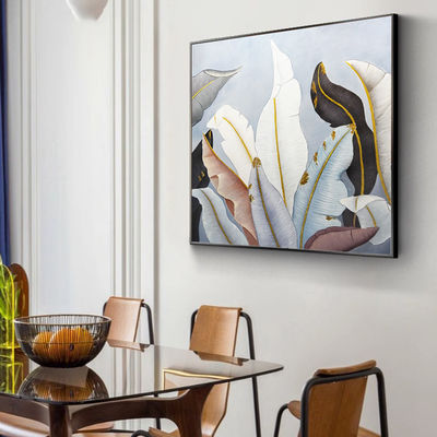 Hand Painted Textured Canvas Oil Painting of Abstract Flower in Modern Style for Living Room Decoration