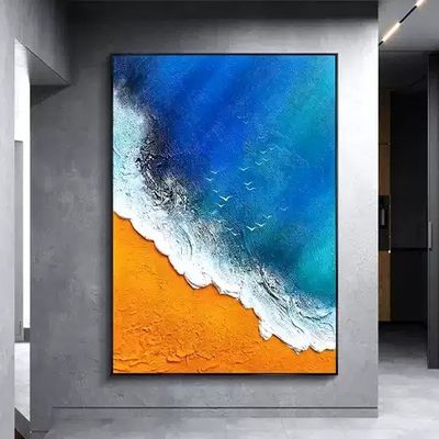 Relief Art Wall Decoration Hanging Painting 3d Craft Colored Painting Beach Landscape Painted Oil Painting For Home Decor