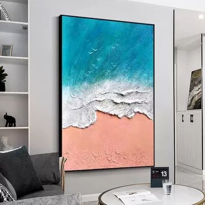 Relief Art Wall Decoration Hanging Painting 3d Craft Colored Painting Beach Landscape Painted Oil Painting For Home Decor