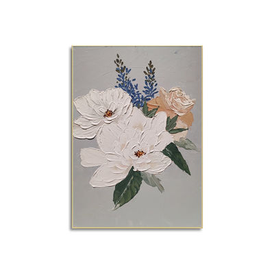 Hand Painted Modern Textured Canvas Oil Painting of White Flower for Living Room Home Decor 100% Handmade and NO Frame