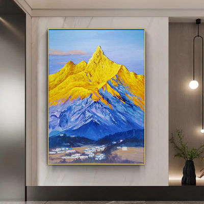 Custom Handpainted Golden Mountain Modern Abstract Thick Texture Canvas 3d Relief Painting with Various Print Method