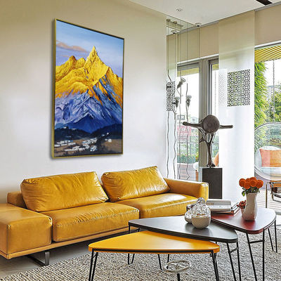 Custom Handpainted Golden Mountain Modern Abstract Thick Texture Canvas 3d Relief Painting with Various Print Method