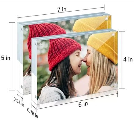 Floating Acrylic Picture Frames See Through Magnetic Block Photo Frame Customized Size