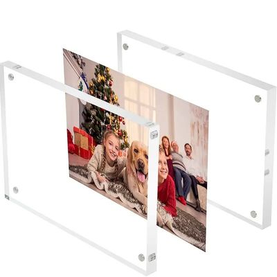Floating Acrylic Picture Frames See Through Magnetic Block Photo Frame Customized Size