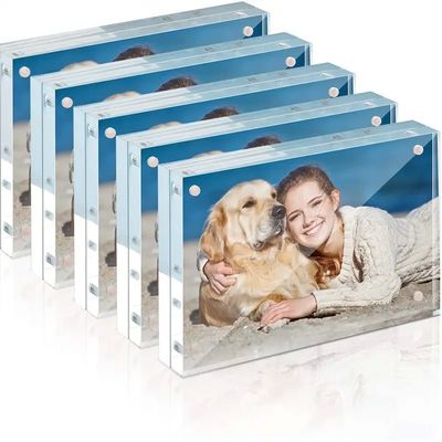 Floating Acrylic Picture Frames See Through Magnetic Block Photo Frame Customized Size