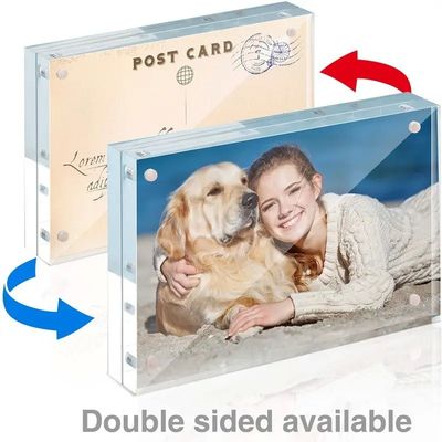 Floating Acrylic Picture Frames See Through Magnetic Block Photo Frame Customized Size