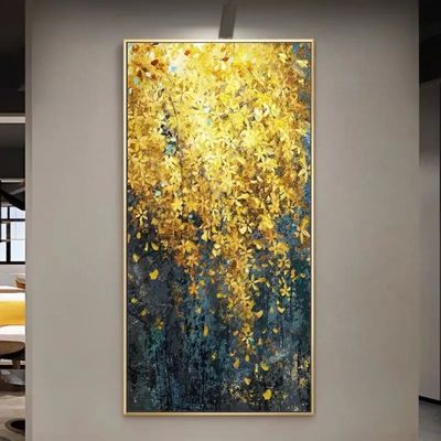 Canvas Support Medium Customized Modern Hand Painted Gold Foil Abstract Oil Painting for Living Room Wall Decor