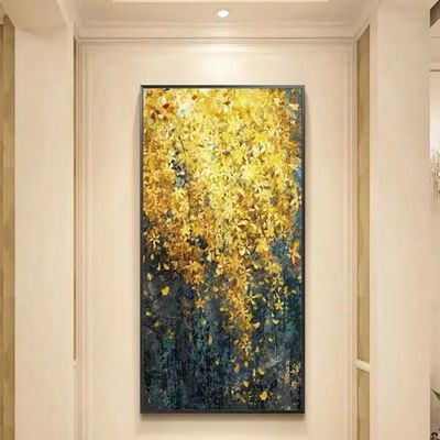 Canvas Support Medium Customized Modern Hand Painted Gold Foil Abstract Oil Painting for Living Room Wall Decor