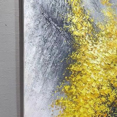 Hand Painted Modern Abstract Landscape Fortune Golden Leaf Texture Oil Painting for Home Decoration Medium Oil NO Frame