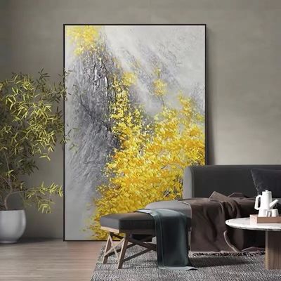 Hand Painted Modern Abstract Landscape Fortune Golden Leaf Texture Oil Painting for Home Decoration Medium Oil NO Frame