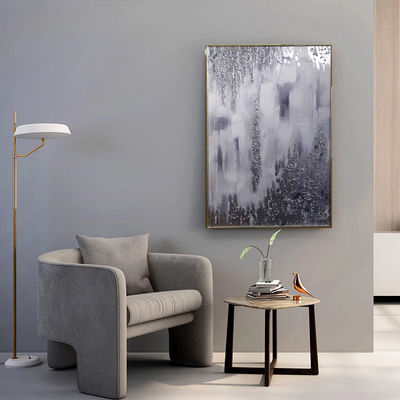 Customized Size Accepted Handpainted Abstract Silver Foil Art Oil Painting Wall Art Decorative Painting