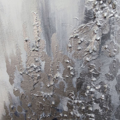 Customized Size Accepted Handpainted Abstract Silver Foil Art Oil Painting Wall Art Decorative Painting