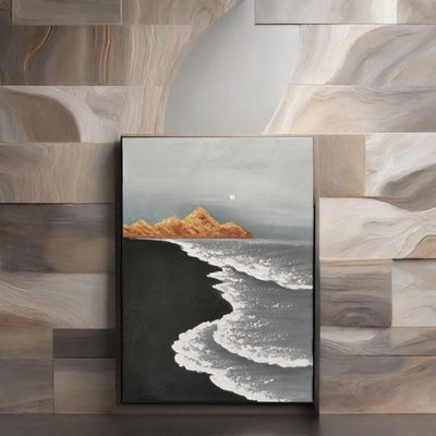 Hand Painted Modern Wall Art 3d Sea Wave Texture Sand Beach Abstract Relief Painting Canvas Materials for Living Room Decoration