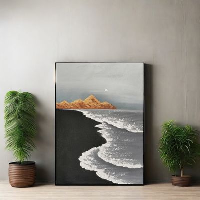 Hand Painted Modern Wall Art 3d Sea Wave Texture Sand Beach Abstract Relief Painting Canvas Materials for Living Room Decoration