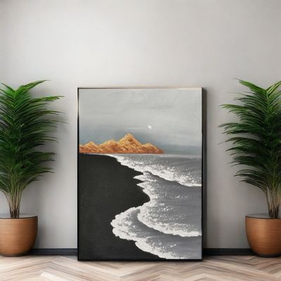Hand Painted Modern Wall Art 3d Sea Wave Texture Sand Beach Abstract Relief Painting Canvas Materials for Living Room Decoration