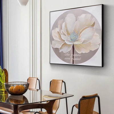 Hand Painted Modern Textured Flower Relief Wall Art Canvas Oil Painting for Custom Home Decoration