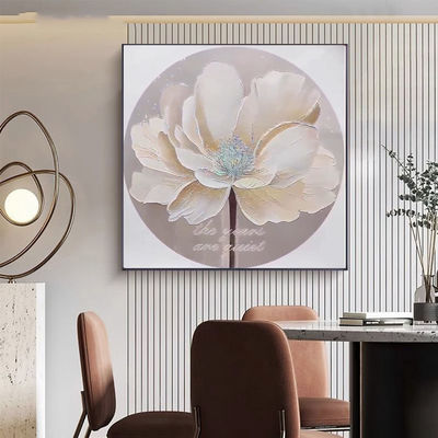 Hand Painted Modern Textured Flower Relief Wall Art Canvas Oil Painting for Custom Home Decoration