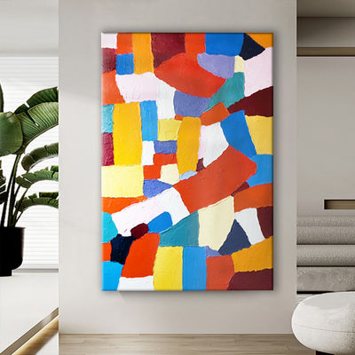 Modern Abstract Hand Painted Canvas Decoration Painting Colorful Textured Oil Painting Customized Size