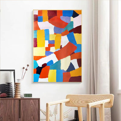 Modern Abstract Hand Painted Canvas Decoration Painting Colorful Textured Oil Painting Customized Size