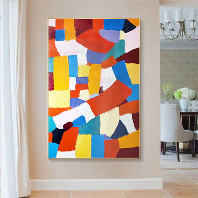 Modern Abstract Hand Painted Canvas Decoration Painting Colorful Textured Oil Painting Customized Size