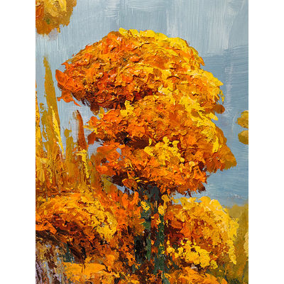 Hand Painted Oil Canvas Painting Golden Flowers Modern Colorful Decoration Wall Hanging for Living Room Home Decor