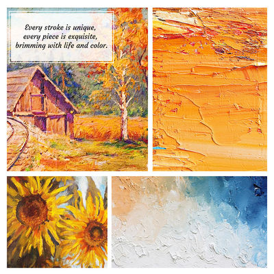 Hand Painted Oil Canvas Painting Golden Flowers Modern Colorful Decoration Wall Hanging for Living Room Home Decor