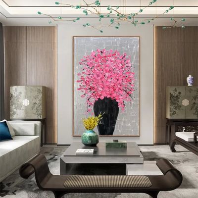 Abstract Knife Painting on Canvas Hand Painted Flower Oil Painting for Home Decoration
