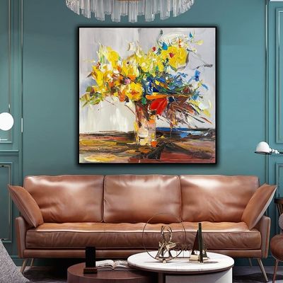 Abstract Impression Hand Painted Oil Painting 6 Color Print Flower Canvas Wall Art Painting